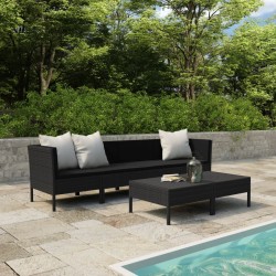 vidaXL Set de muebles de jardín 6 pzas y cojines ratán sintético negro
