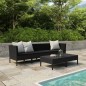 vidaXL Set de muebles de jardín 6 pzas y cojines ratán sintético negro vidaXL Set de muebles de jardín 6 pzas y cojines ratán sintético negro