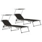vidaXL Tumbonas plegables con toldo 2 uds aluminio y textilene negro vidaXL Tumbonas plegables con toldo 2 uds aluminio y textilene negro