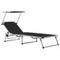 vidaXL Tumbonas plegables con toldo 2 uds aluminio y textilene negro vidaXL Tumbonas plegables con toldo 2 uds aluminio y textilene negro