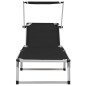 vidaXL Tumbonas plegables con toldo 2 uds aluminio y textilene negro vidaXL Tumbonas plegables con toldo 2 uds aluminio y textilene negro