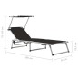 vidaXL Tumbonas plegables con toldo 2 uds aluminio y textilene negro vidaXL Tumbonas plegables con toldo 2 uds aluminio y textilene negro