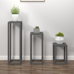 vidaXL Set de bar 3 piezas madera maciza de pino gris