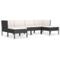 vidaXL Set de muebles de jardín 6 pzas y cojines ratán sintético negro