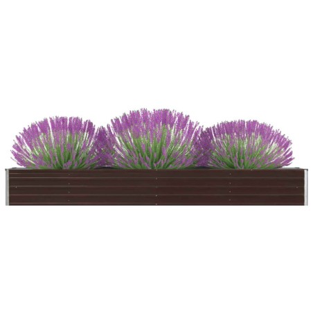 vidaXL Arriate de jardín de acero galvanizado marrón 320x40x45 cm