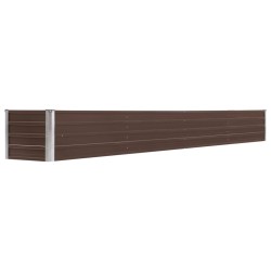 vidaXL Arriate de jardín de acero galvanizado marrón 320x40x45 cm