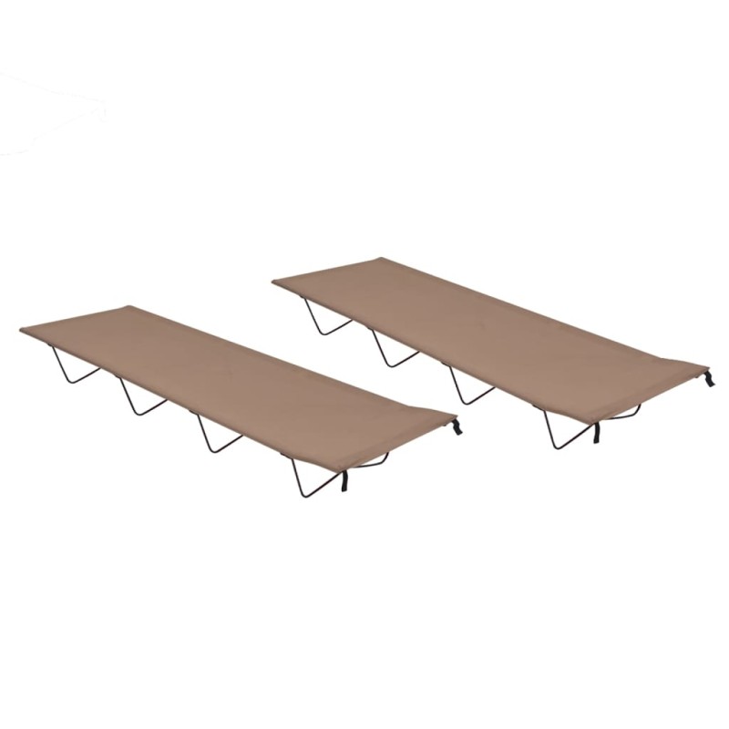 vidaXL Camas de camping 2 uds tela Oxford y acero taupé 180x60x19 cm vidaXL Camas de camping 2 uds tela Oxford y acero taupé 180x60x19 cm