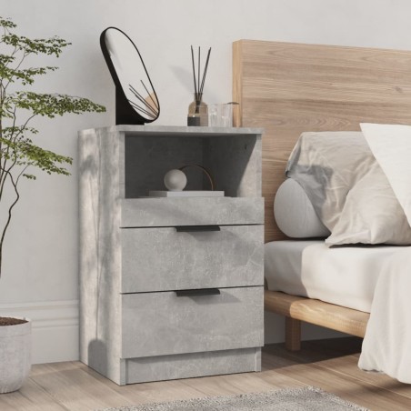 vidaXL Mesita de noche madera contrachapada gris hormigón