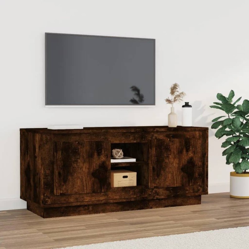 vidaXL Mueble para TV madera contrachapada roble ahumado 102x35x45 cm