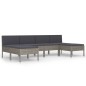vidaXL Set de muebles de jardín 6 pzas y cojines ratán sintético gris