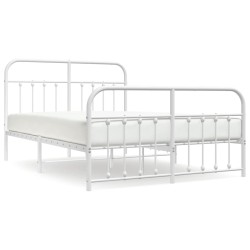 vidaXL Estructura cama metal con cabecero y estribo blanco 140x200 cm