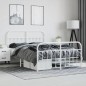 vidaXL Estructura cama metal con cabecero y estribo blanco 140x200 cm vidaXL Estructura cama metal con cabecero y estribo blanco 140x200 cm