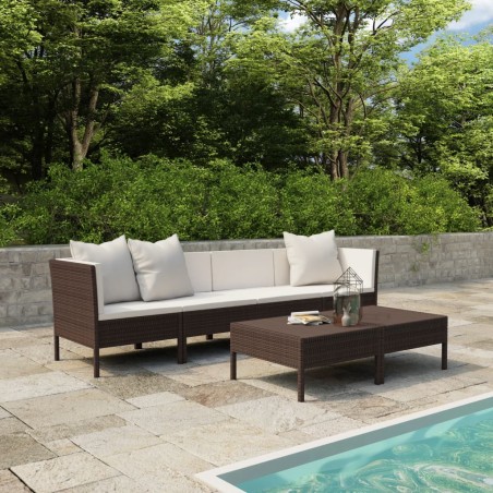 vidaXL Set muebles de jardín 6 pzas y cojines ratán sintético marrón