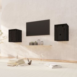 vidaXL Armario de pared 2 uds madera maciza de pino negro 30x30x40 cm