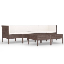 vidaXL Set muebles de jardín 6 pzas y cojines ratán sintético marrón