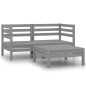 vidaXL Conjunto de muebles de jardín 3 piezas madera maciza pino gris vidaXL Conjunto de muebles de jardín 3 piezas madera maciza pino gris