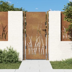 vidaXL Puerta de jardín acero corten diseño hierba 105x180 cm