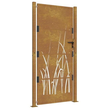 vidaXL Puerta de jardín acero corten diseño hierba 105x180 cm