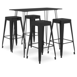 vidaXL Mesa alta y taburetes de bar 5 piezas negro
