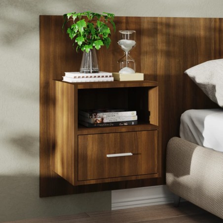 vidaXL Mesita de noche de pared marrón roble