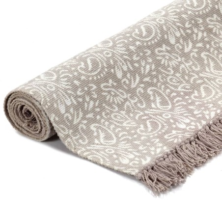 vidaXL Alfombra de algodón Kilim 120x180 cm estampado gris topo