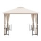 vidaXL Cenador con paredes laterales y techos dobles color crema 3x3 m vidaXL Cenador con paredes laterales y techos dobles color crema 3x3 m