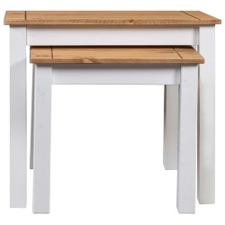 vidaXL Mesas apilables 2 uds madera maciza pino Panama Range blanco