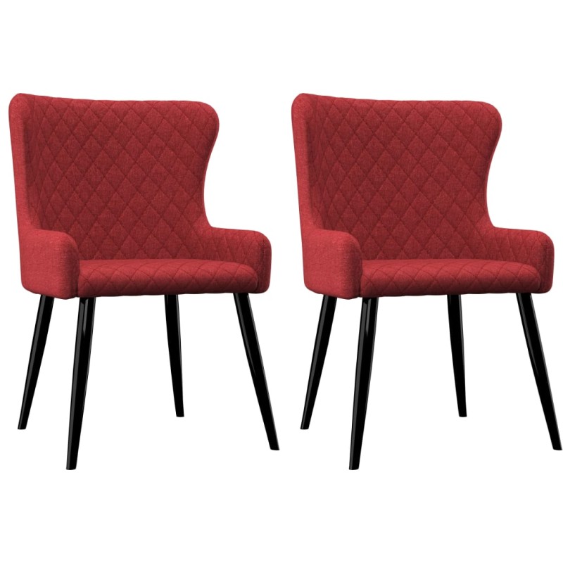 vidaXL Sillas de comedor 2 unidades tela burdeos
