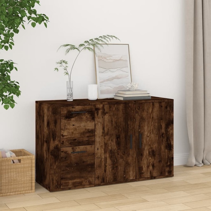 vidaXL Aparador madera contrachapada roble ahumado 100x33x59,5 cm vidaXL Aparador madera contrachapada roble ahumado 100x33x59,5 cm