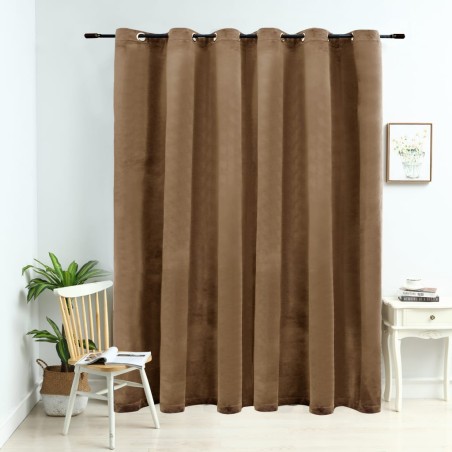 vidaXL Cortina opaca con anillas de metal terciopelo beige 290x245 cm