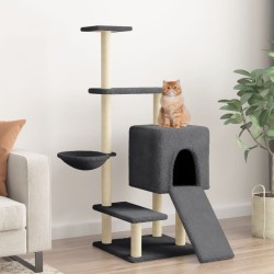 vidaXL Rascador para gatos con postes de sisal gris oscuro 130,5 cm