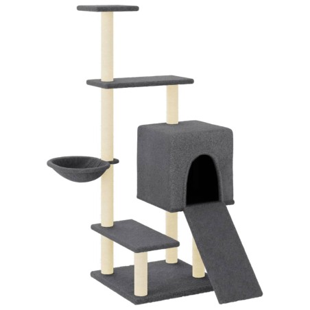 vidaXL Rascador para gatos con postes de sisal gris oscuro 130,5 cm