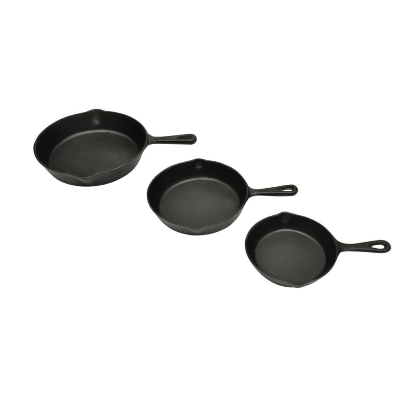 Set de 3 sartenes grill de hierro fundido Set de 3 sartenes grill de hierro fundido