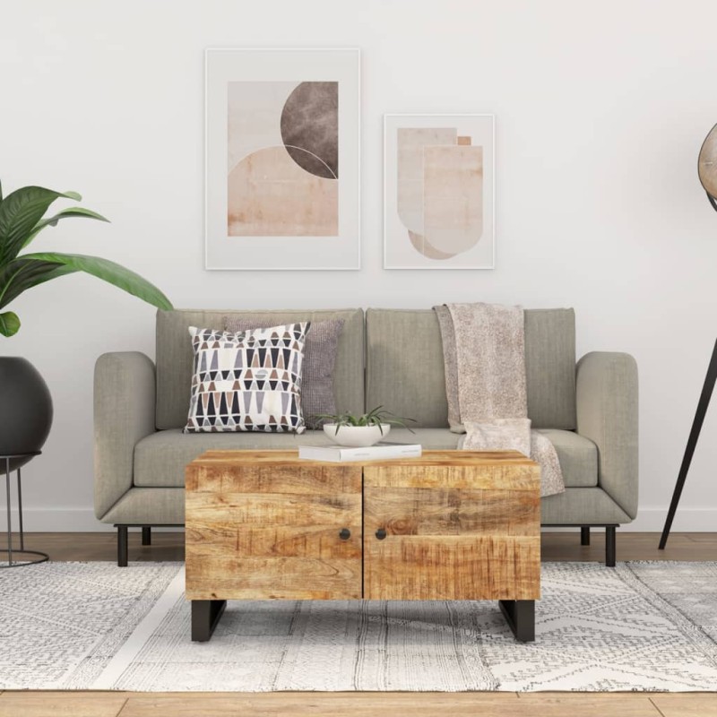 vidaXL Mesa de centro madera maciza mango y contrachapada 80x50x40 cm vidaXL Mesa de centro madera maciza mango y contrachapada 80x50x40 cm