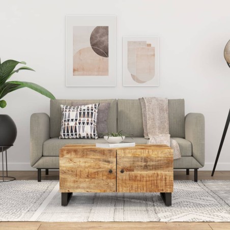 vidaXL Mesa de centro madera maciza mango y contrachapada 80x50x40 cm