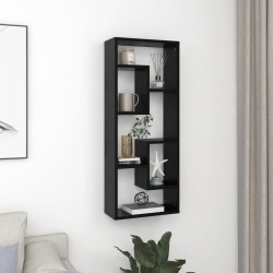 vidaXL Estante de pared madera contrachapada negro 36x16x90 cm