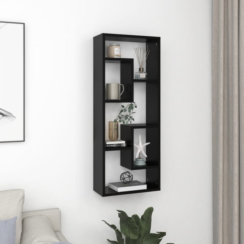 vidaXL Estante de pared madera contrachapada negro 36x16x90 cm vidaXL Estante de pared madera contrachapada negro 36x16x90 cm