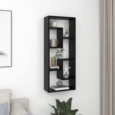vidaXL Estante de pared madera contrachapada negro 36x16x90 cm