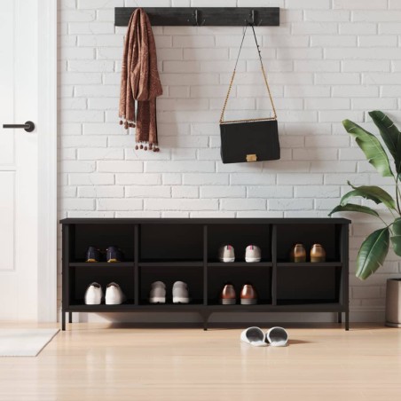 vidaXL Zapatero madera de ingeniería negro 131x35x50 cm