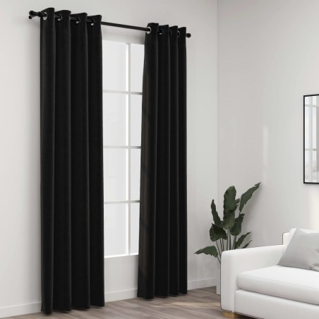 vidaXL Cortina opaca con ojales look lino 2 pzas antracita 140x245 cm