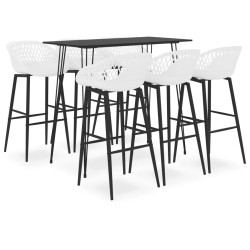 vidaXL Mesa alta y taburetes de bar 7 piezas negro y blanco