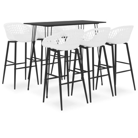 vidaXL Mesa alta y taburetes de bar 7 piezas negro y blanco