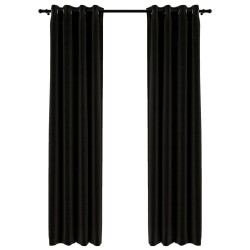vidaXL Cortina opaca con ojales look lino 2 pzas antracita 140x245 cm