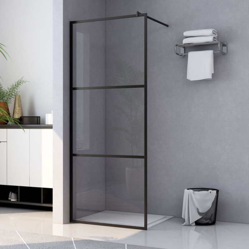 vidaXL Mampara de ducha accesible vidrio ESG claro negro 80x195 cm vidaXL Mampara de ducha accesible vidrio ESG claro negro 80x195 cm