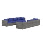 vidaXL Set de muebles de jardín 9 pzas y cojines ratán sintético gris vidaXL Set de muebles de jardín 9 pzas y cojines ratán sintético gris