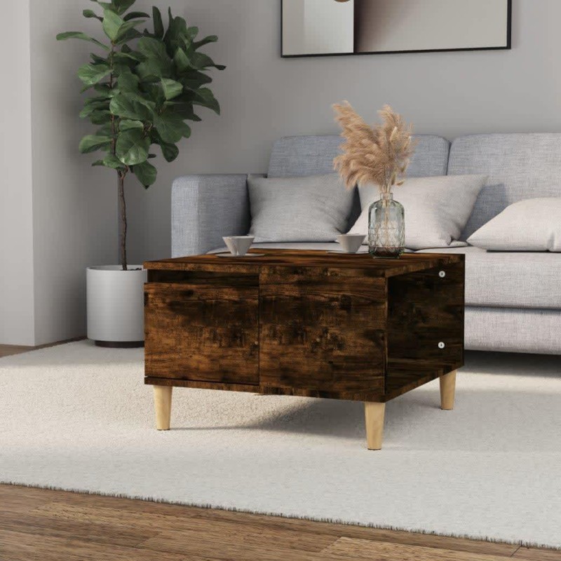 vidaXL Mesa de centro madera contrachapada roble ahumado 55x55x36,5 cm vidaXL Mesa de centro madera contrachapada roble ahumado 55x55x36,5 cm