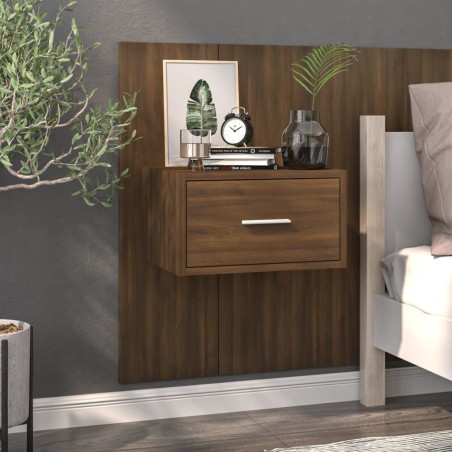 vidaXL Mesita de noche de pared marrón roble
