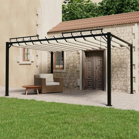 vidaXL Cenador con techo persiana 3x4 m tela y aluminio crema