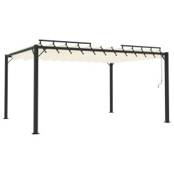 vidaXL Cenador con techo persiana 3x4 m tela y aluminio crema