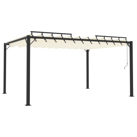 vidaXL Cenador con techo persiana 3x4 m tela y aluminio crema